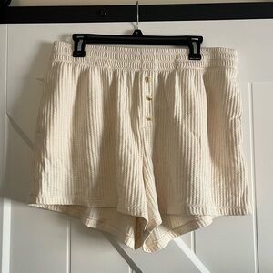 White Waffle Knit Lounge Shorts